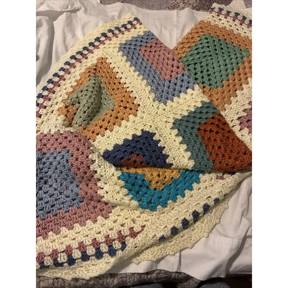 handmade crochet Granny Square afghan / throw blanket